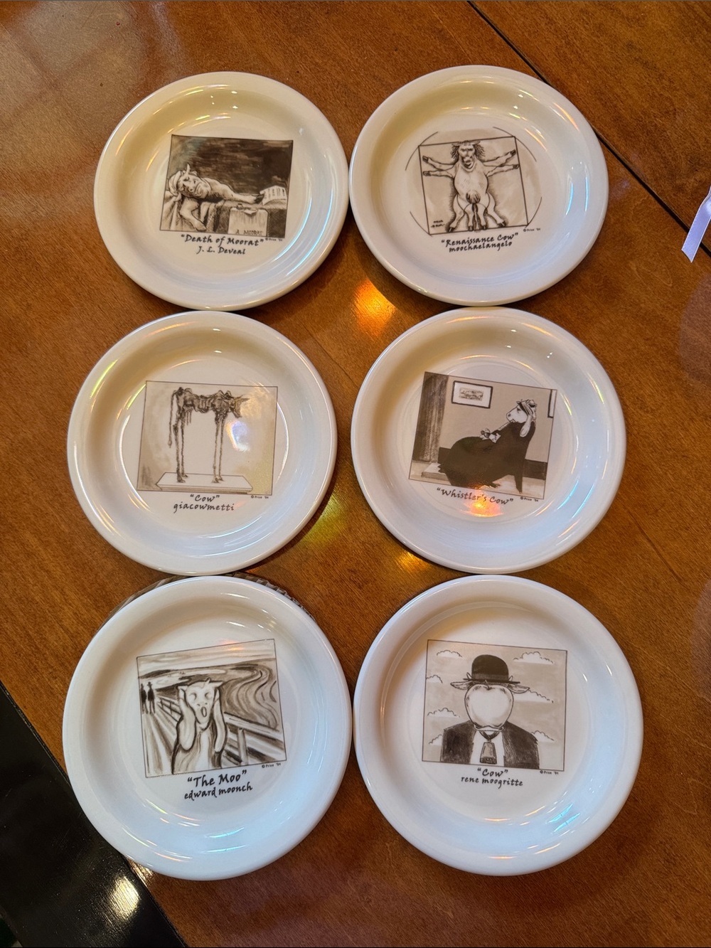 Decorative White Ceramic Art small Plates - Set of 6